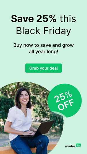 mailerlite black friday 2025 sale 25% off