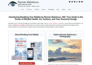 Razvan Balotescu - Custom Author Website Design Portfolio Sample Professional author website design portfolio example - Razvan Balotescu custom WordPress site with modern layout and book showcase